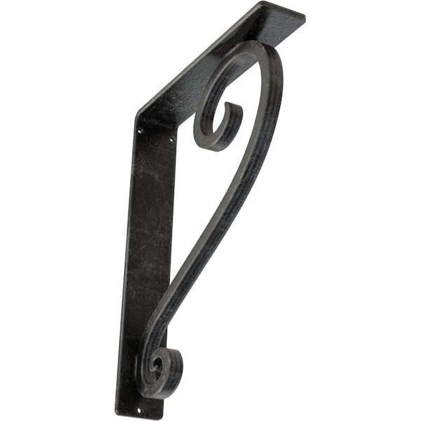 Ekena Millwork Edwards Wrought Iron Bracket, (Triple center brace), Antiqued Silver 2"W x 10"D x 12"H BKTM02X10X12TEDASV - main